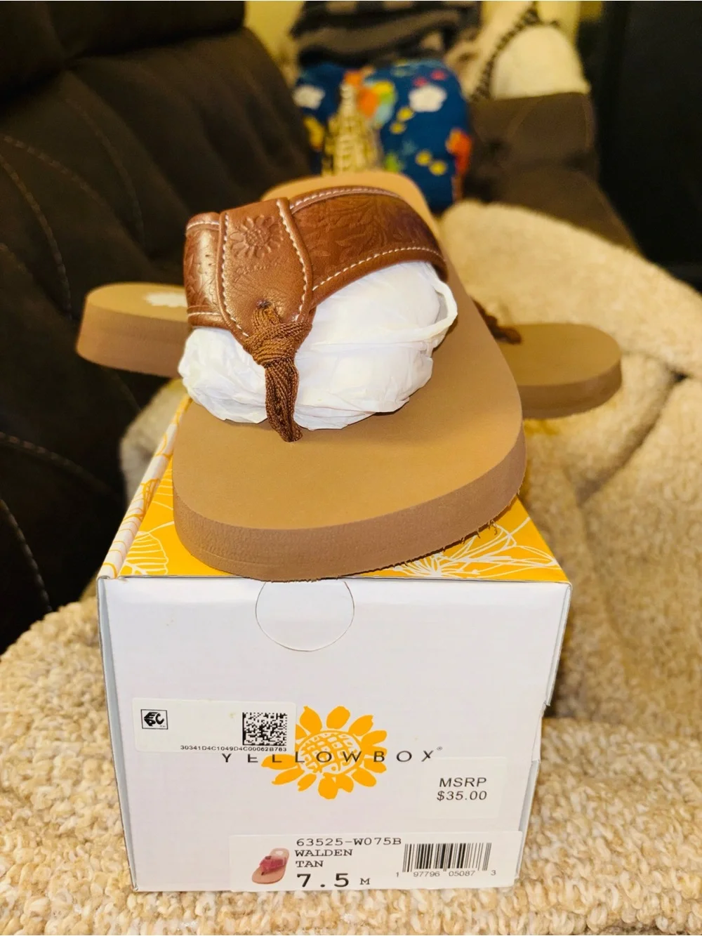 Yellow Box Women’s Walden Brown/Tan Flip Flop Sandals